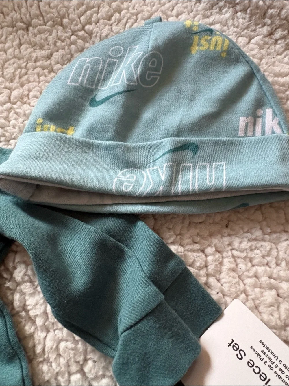 Nike Teal and Light Teal 'Just Do It' Kids Pajama Set with Hat